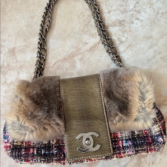 CHANEL Handbags - Chanel Classic Flap Rare Limited Edition & Lizard Multi-color Brown Fur Bag